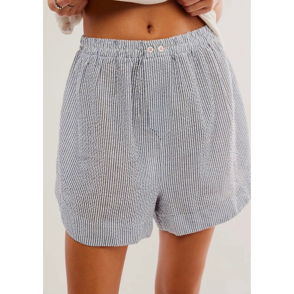 Intimately Free People Cloud Nine Boxer Striped Lounge Shorts Blue White S P